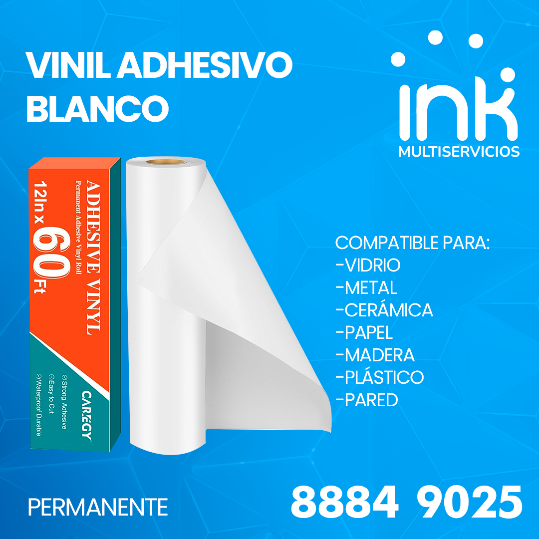 Vinil Adhesivo Blanco Permanente CAREGY 12"