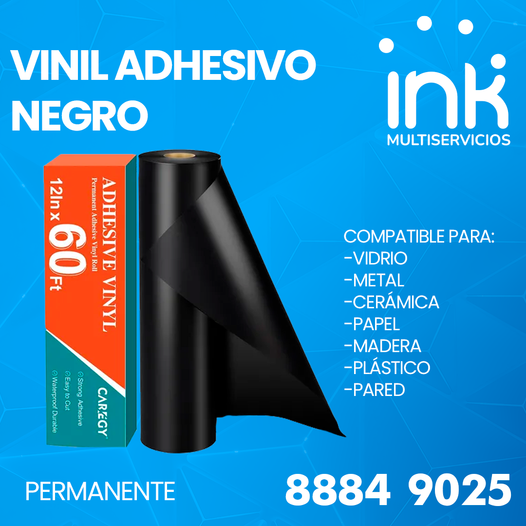 Vinil Adhesivo Negro Permanente CAREGY 12"